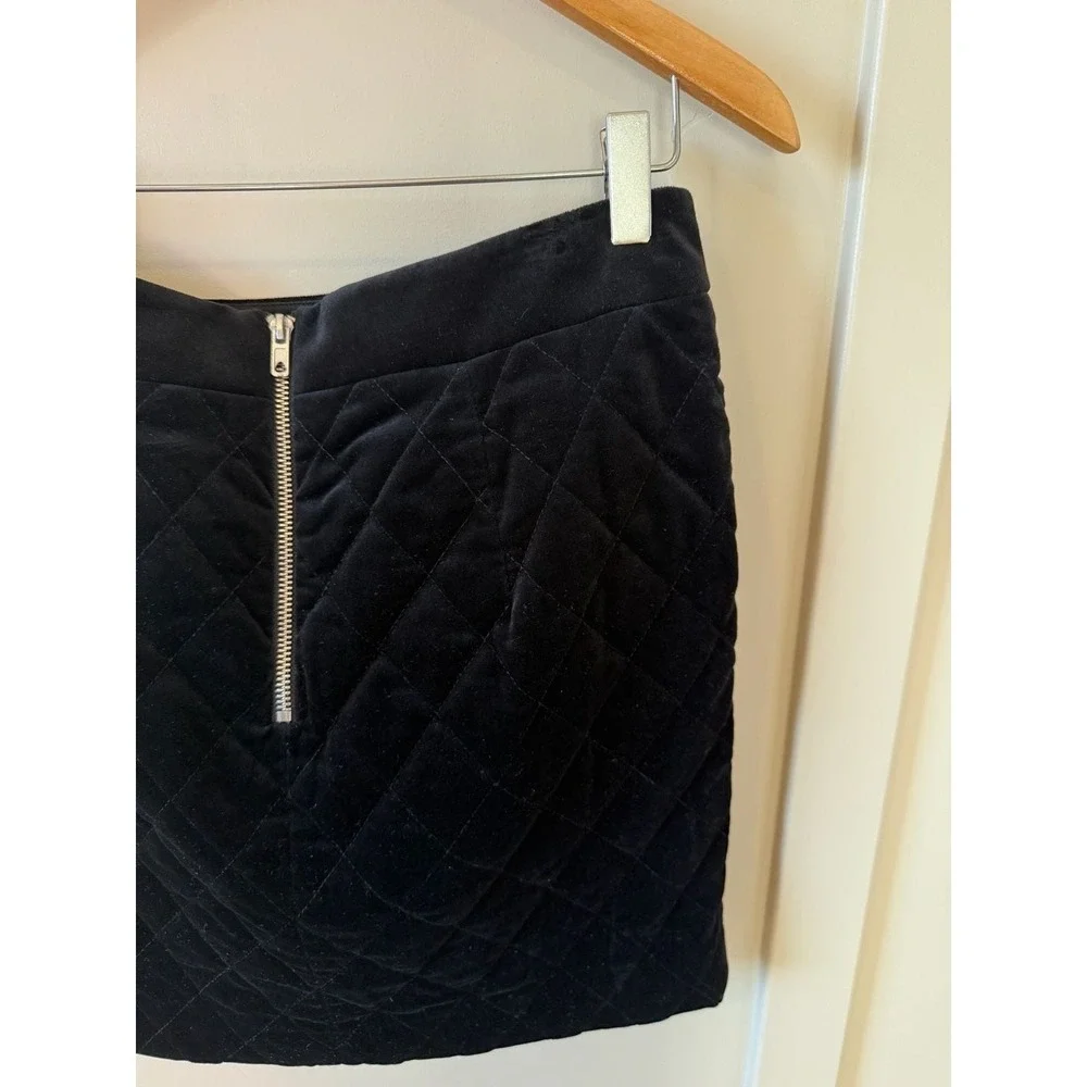 FRAME Quilted Velvet Mini‎ Skirt Noir Black Diamond Stitch edgy Womens 8
